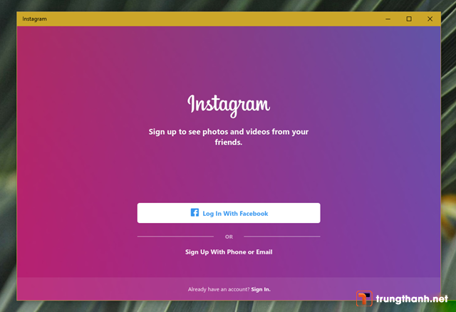 Sử dụng ứng dụng Instagram trên Windows Store để lướt nguồn cấp tin tức