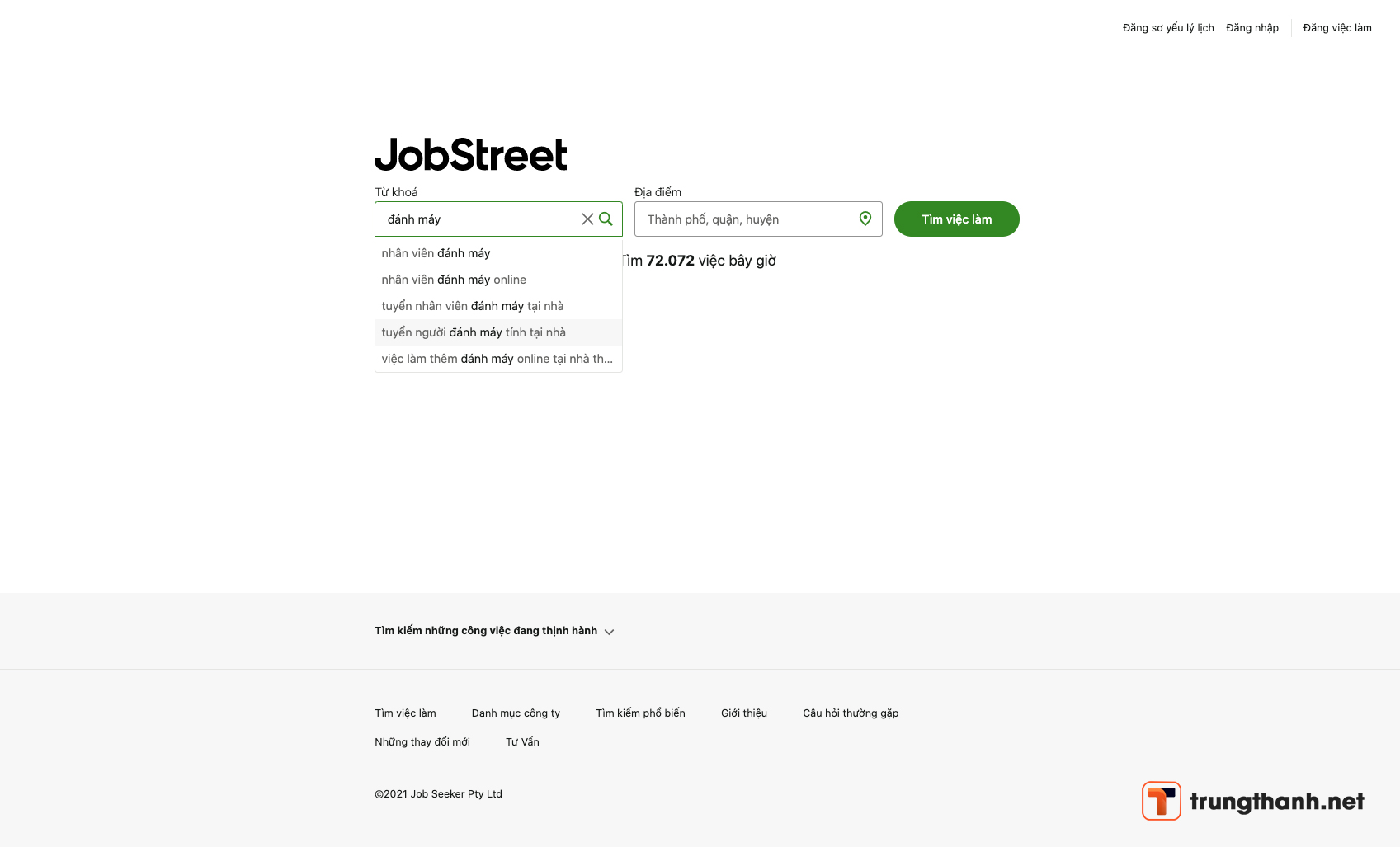website tìm việc tại nhà hot nhất Jobstreet.vn